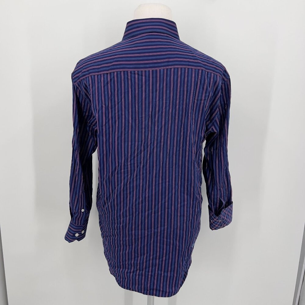 English Laundry Mens Striped 100% Cotton Dress Shirt 16.5 32/33 Blue/Pink - Picture 3 of 11